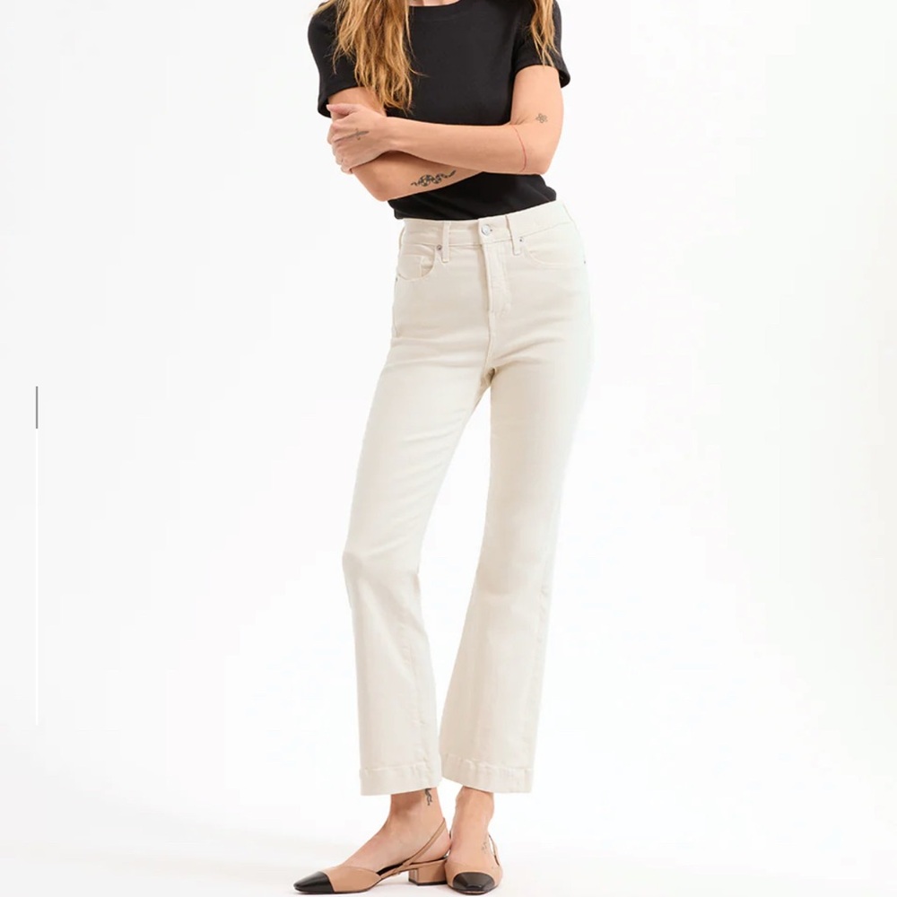 Veronica Beard Carson Kick-Flare Jean ecru ivory 26